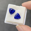 Precious Custom Royal Blue Color Synthetic Gemstone Trillion Cut Loose Lab Created Blue Sapphire Stones for Necklace Making
