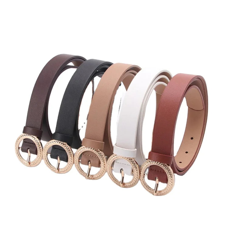 Wholesale Soft Women PU Fashion Leather Pin Buckle Belt Ladies Faux Leather Belt Colorful Western Waist Belt With Alloy Buckle