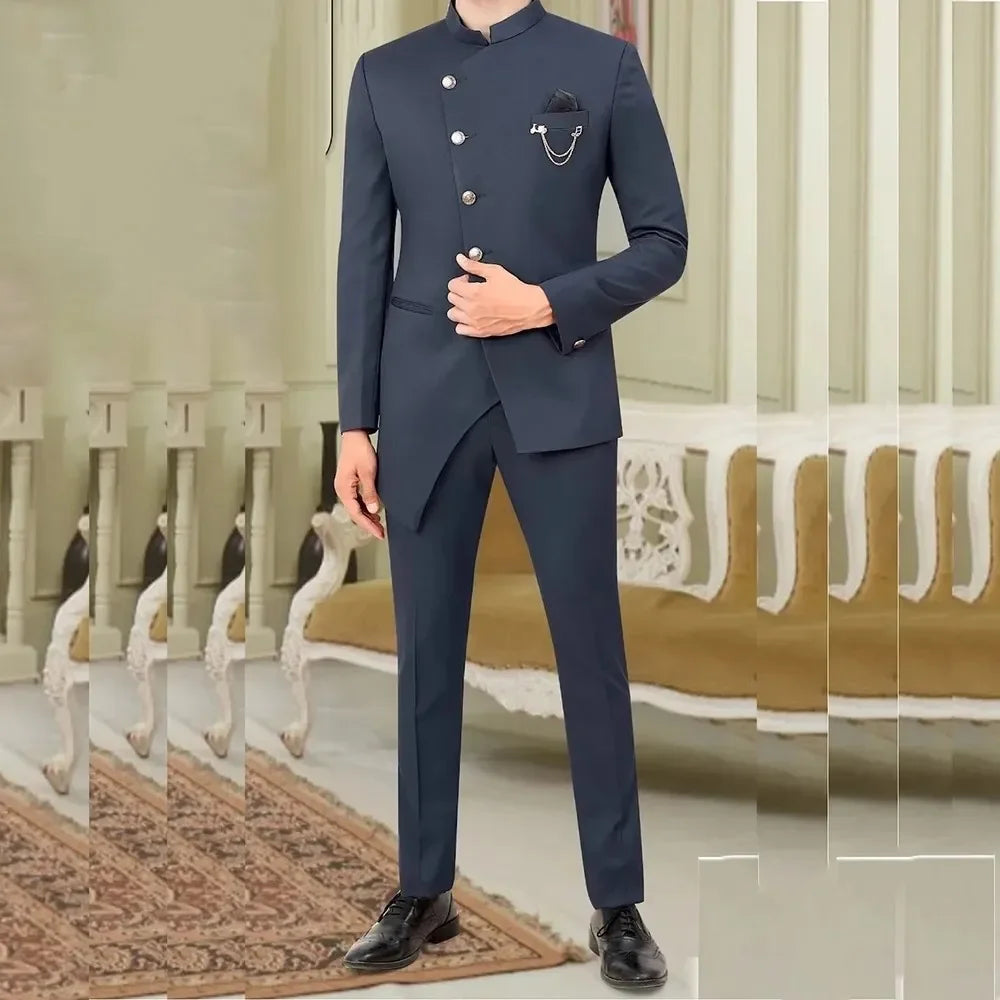 Tailor Made Men Stylish Business Suits Groom Groomsman Wedding Party Prom Formal Occasion Tuxedos 2 Piece Set Jacket and Pants