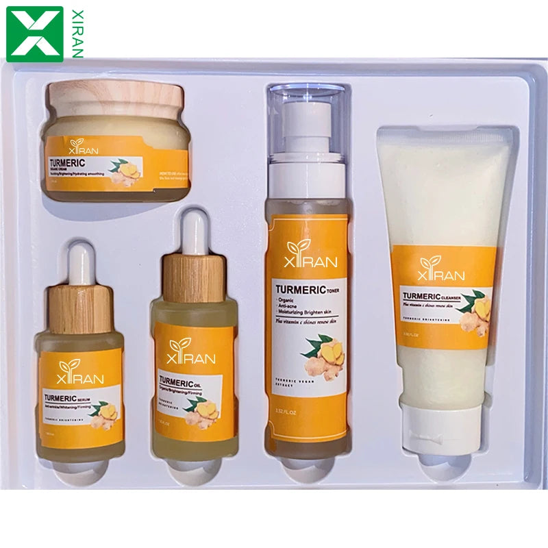 Turmeric Vitamin C Herbal Anti-Acne Whitening Brightening Hydrating Firming Facial Skin Care Set Full Luxurious Unisex
