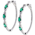 Huitan Fashion Boho Wholesale Hot Tiny Green Oval CZ Hoop Earrings Woman Korean Girls Elegant Hoop Earring Silver