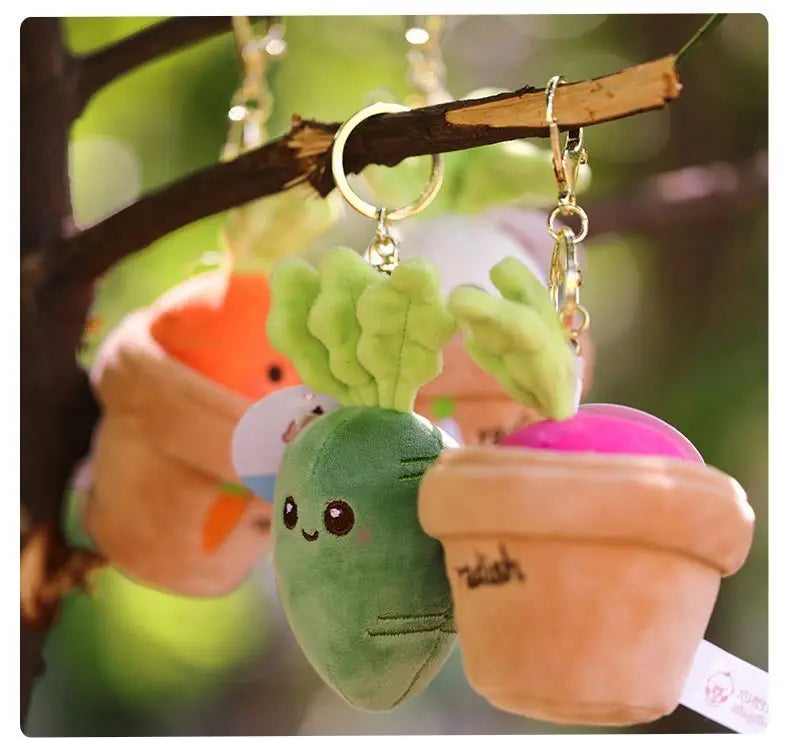 10cm Potted Radish keychain stuffed plush toy carrot key chain carrot plush keychain toys Cute bag charm gift for kid plush doll