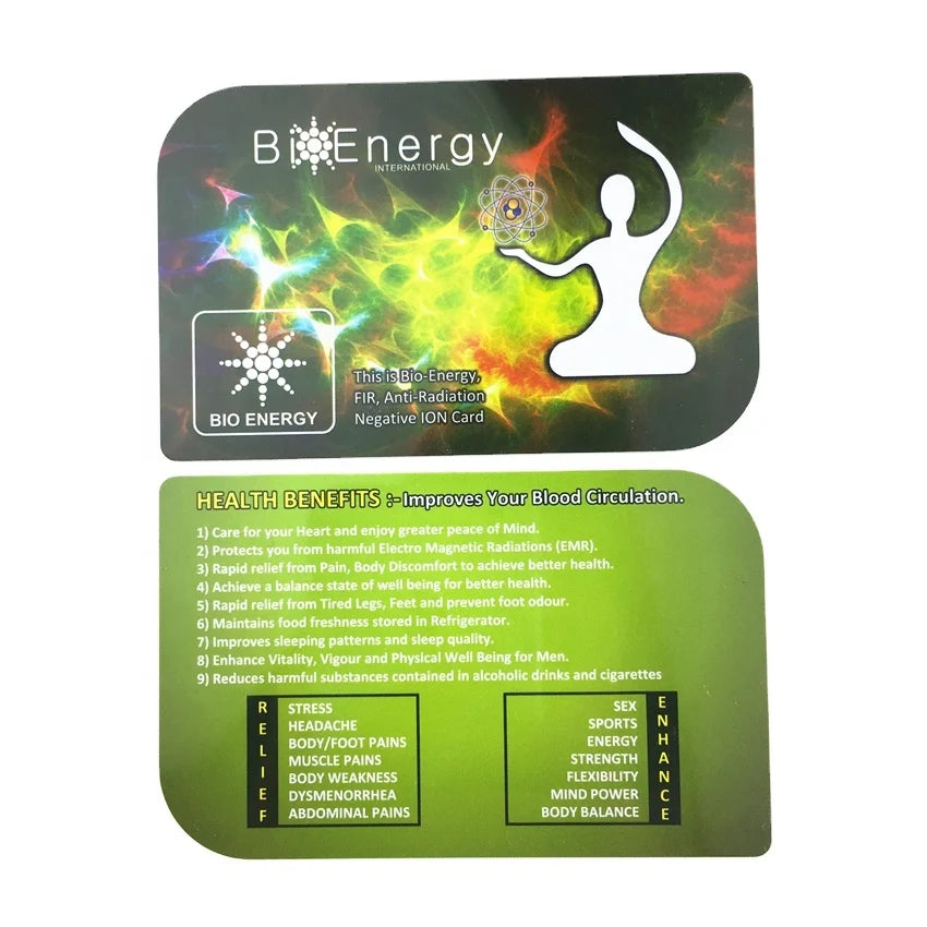Terahertz Scalar Energy Health Quantum Card Negative Ion PVC Plastic Material Bio Energy Saver Card Healthcare Supply