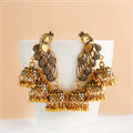 Retro Bollywood Oxidized Gypsy Jewelry Women Gold Silver Afghan Birdcage Long Chain Tassel Peacock Carved Jhumka Indian Earrings
