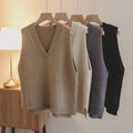 Spring and Autumn Loose Knit Pullover Vest Women Solid Color Waistcoat V-neck Fashion Bottom Sweater Vest for Women