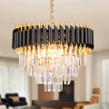 Luxury Modern 19.6'' Black Crystal Pendant Light Creative Adjustable Height for Bedroom Living Room or Home Ceiling Hanging