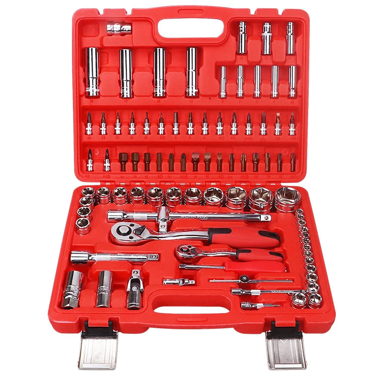 GATmatic Complete Heavy Duty Stainless Steel Automotive Hand Tools Set Mechanic Workshop Multi-Use Ratchet Wrench Toolkit Box
