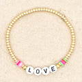 GO2BOHO 2023 Summer Beach Gold Plated Beads Bracelet Fashion Jewelry Heishi Disc Women Handmade Bracelets DIY Letter