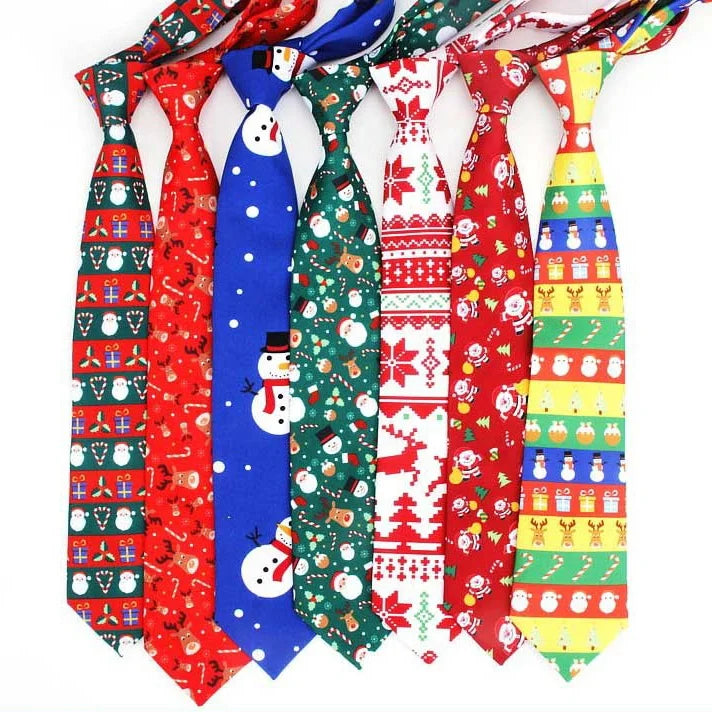 Modern Design Mens Christmas Color Ties Single Xmas Men's Red and White Candy Cane Christmas Ties