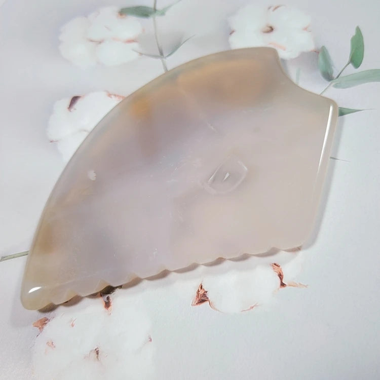 DIY 2025 New Design Natural Gemstone Scraper Bian Stone Guasha Massage Scraping Tools Grey Agate Gua Sha Massager