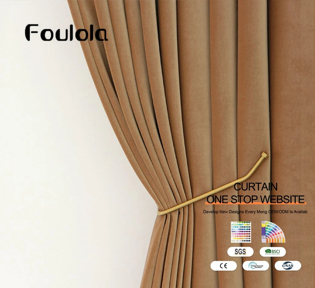 100% Polyester Soft Curtain Fabric for Hotel Custom Velvet Curtains