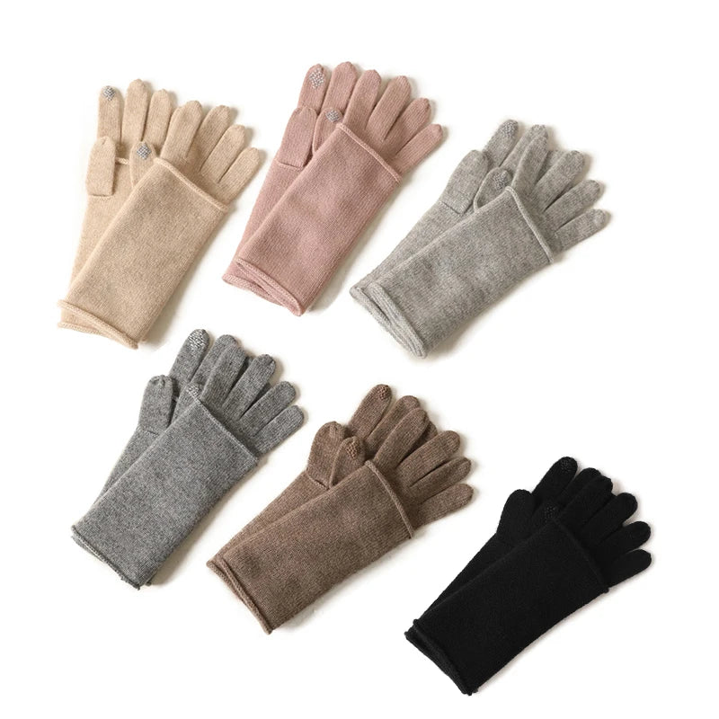 Custom Touch Screen Winter Cashmere Gloves Cheap Cute Fingerless Knitted Fashion Women Thermal Gloves & Mittens