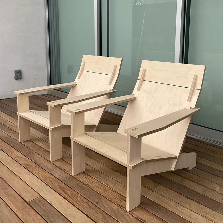 No Screws Single Low Outdoor Chair  Wooden Small Simple Low Chair With Backrest Plywood Modern Leisure Chair With Armrest
