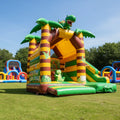 Outdoor Children Palm Tree Inflatable Jumping Castle Slide 4.5mx4mx3.5m Ages 6-12 3-4 Kids Capacity