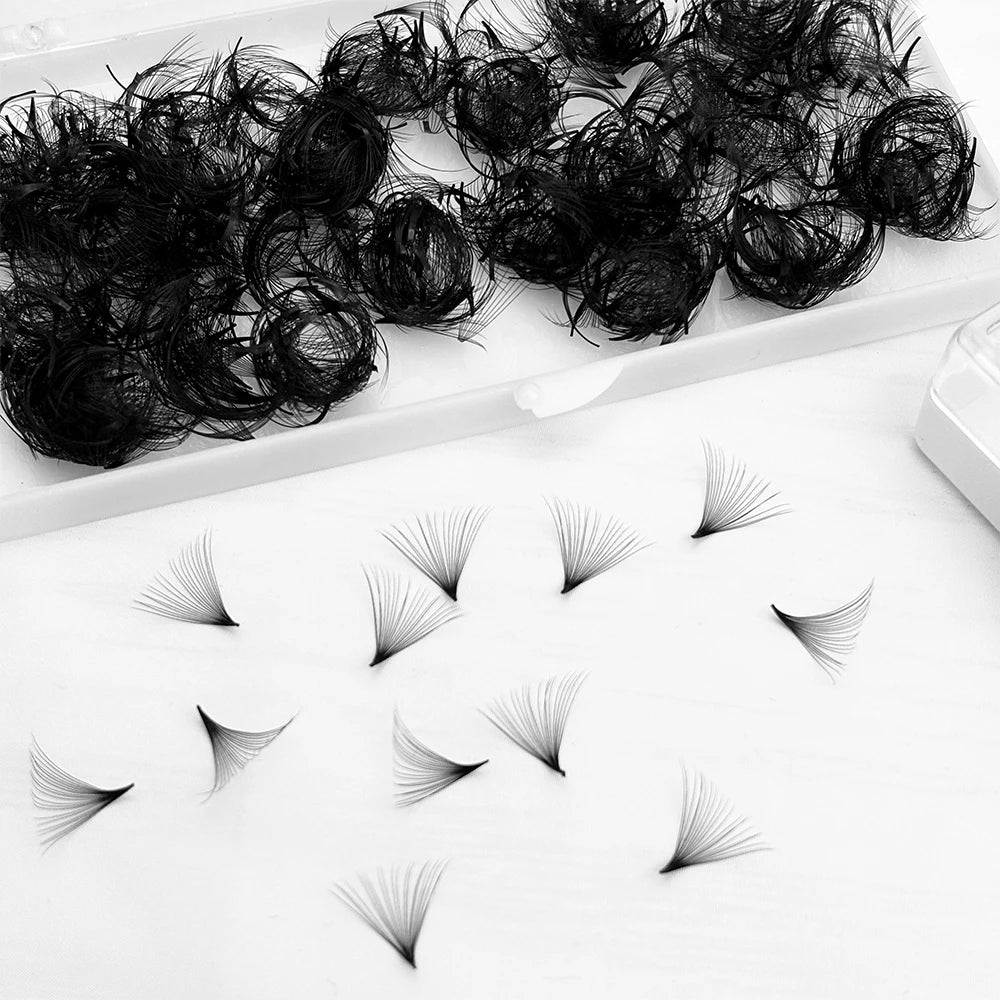 Abonnie Pointy Base Pro Made Fans Eyelash Trays 6D 8D 10D 12D 14D Loose Premade Volume Fans 0.05 Promade Lash Extension Fans