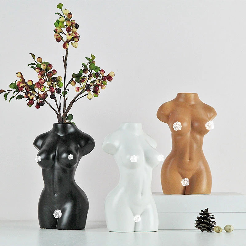 Modern Ceramic Flower Vase for Home Decor Colorful Body Decorative Accessories Pottery & Enamel