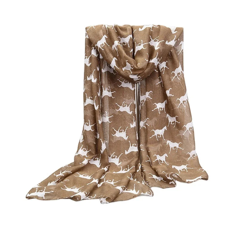 Spring Women's Custom Cotton Shawls Printing Service Designer Foulard Long Animal Print Breathable Scarf with Logo