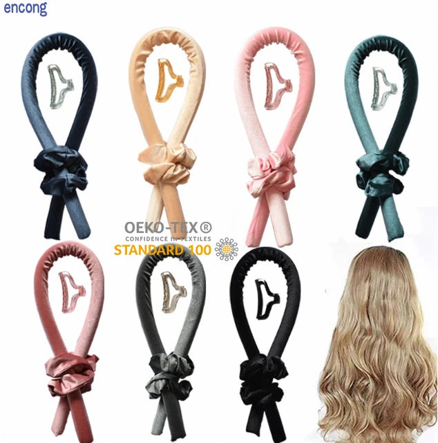Curler Silk Hair Roller Waves Curling Rod Headband Scrunchie Set 100% Mulberry Silk Heatless Curls