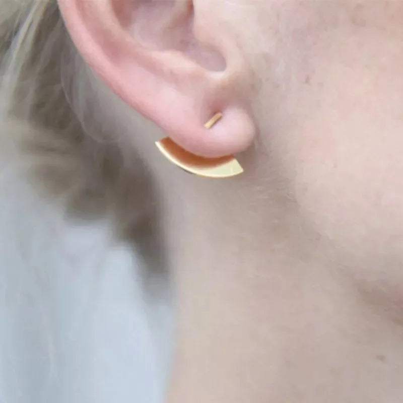 Ohrringe Minimalist Fan Shaped Square Stud Earrings 2 in 1 Ear Stud Earrings Women Stainless Steel 18K Gold Plated Jewelry