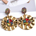Wholesale European and American Style Fashion Earrings Round Metal Rhinestone Earrings Jewelry Women 2022