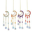 Natural Crystal Sun Catcher Hand Wrapped Crystal Chips Moon Wind Chime for Decor