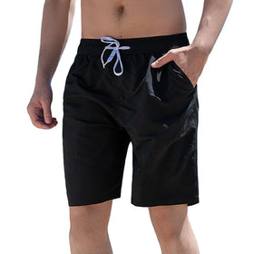 Custom High Street Woven Solid Color Canvas Hot Shorts Hawaiian Beach Shorts Plus Men's Breathable Quick Dry Drawstring Logos