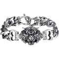 Personality Fashion Creative Vintage Silver Bracelet 19cm/21cm Cuff Bangle Bracelets Totem Tiger Head Bracelet for Men