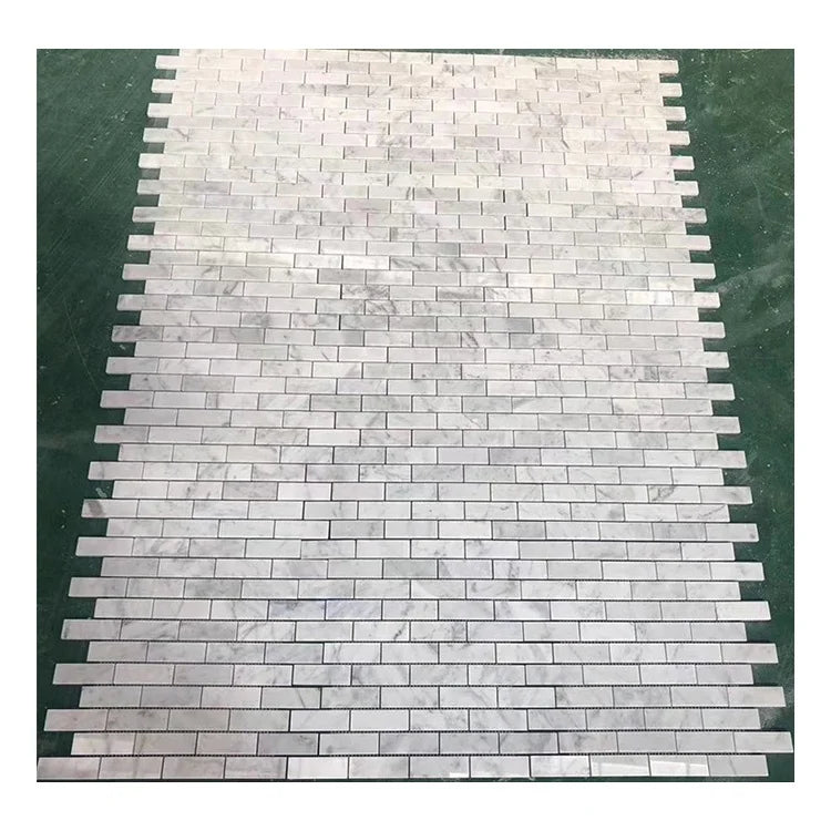 Hot Sale Carrara White Marble Mosaic Modern Square Strip Pattern Subway Tile Stone Kitchen Backsplash Natural Parquet Interior