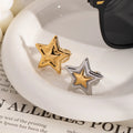Personalized Trendy Jewelry 18K Gold Plated Pentagram Stainless Steel Waterproof Open Ring for Women