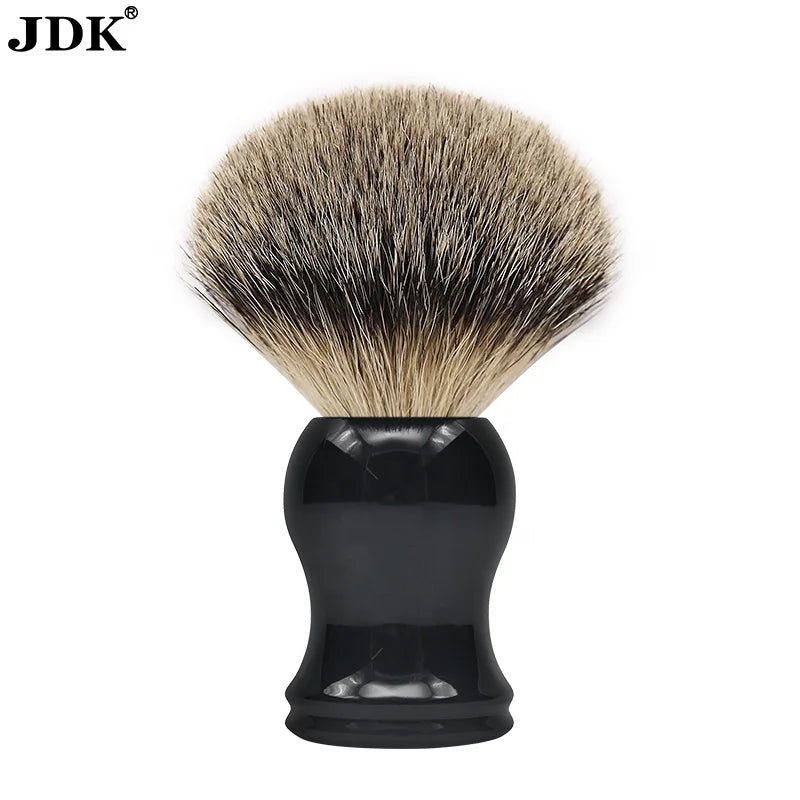 JDK Factory Custom Logo Shaving Brush Wholesale Pure Badger Acrylic Handle with Metal and Synthetic Hair