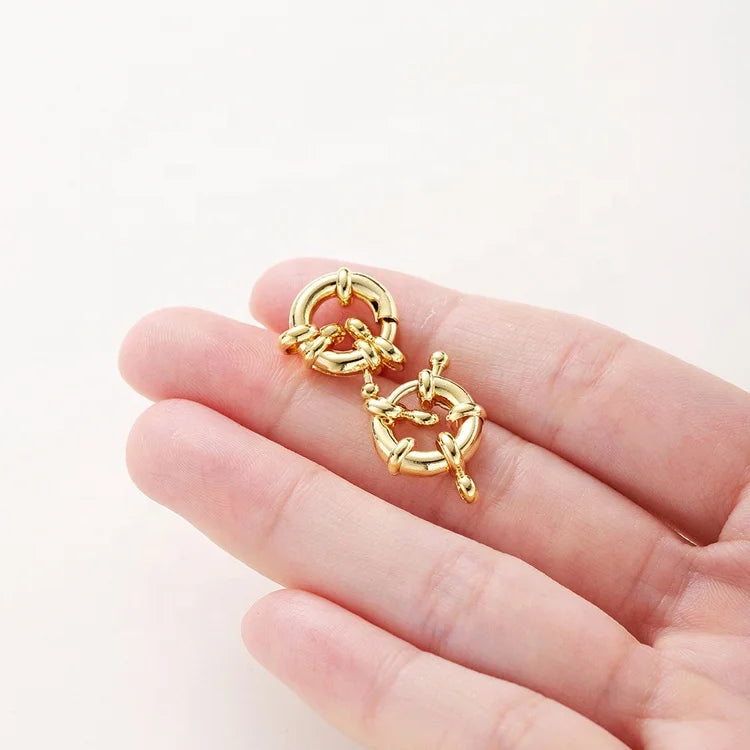 Jinyuan Brass High Qualified 18k Gold Plated Spring Ring Clasp for Necklace Bracelet Making Jewelry Finding Model 23052701 CN