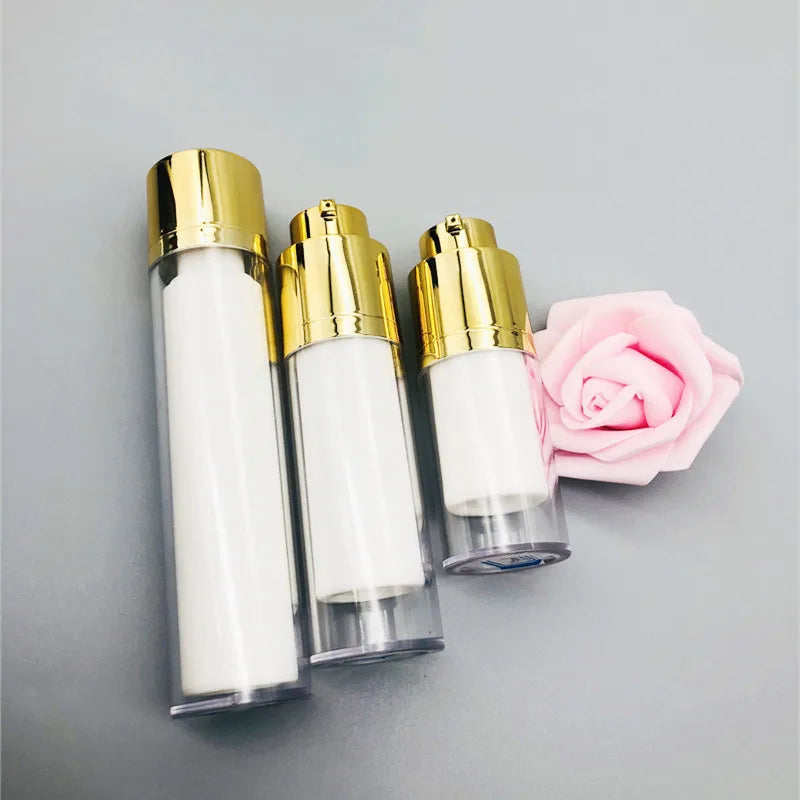 15ml 30ml 50ml Twist up Round White Airless Pump Cosmetic Lotion Serum Bottle 15ml Cosmetic Bottle Skincare Packaging
