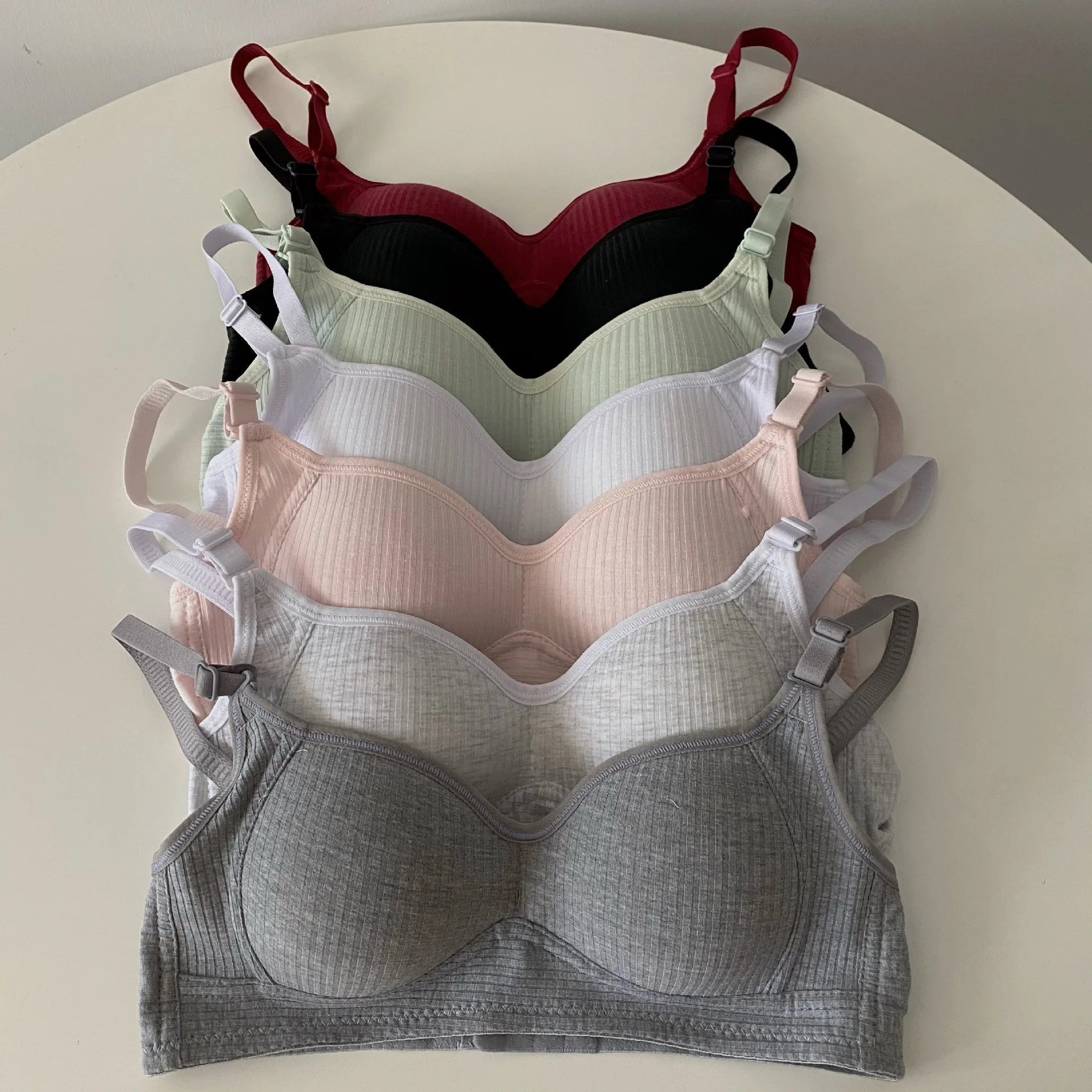 Wholesale Teenage Girls Bra Adjustable Breathable Cotton Bra Underwear Pure Color No Steel Ring Developmental Bralette