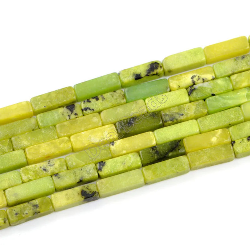 Square Tube Shape Gemstone Loose Beads Australian Jade Chrysoprase Rectangle Tube Stone Bead for Jewelry Making 13mm 4x13mm