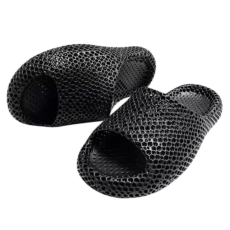 New Thick-Sole 3D Printed Directly Summer Outdoor Slippers Sandals for Men and Women Black Shoes
