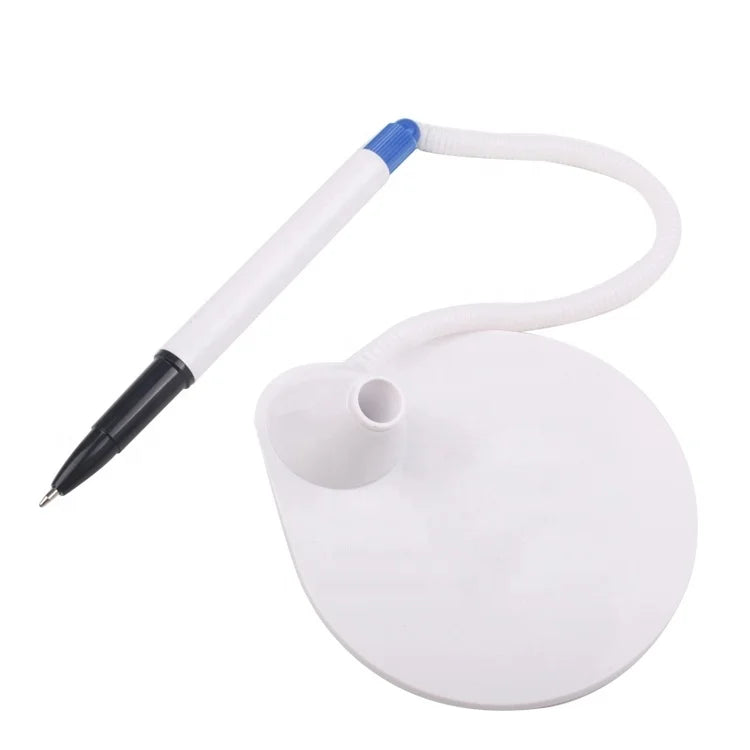 Cheap Advertising Custom Logo Plastic Ballpoint Pen Fixed Bank Table Desktop Signature Pens Table Desk Ball Pen