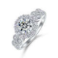 Luxury Oval Cut Modern Vintage Halo Engagement Moissanite 1 Carat S925 Silver Platinum Plated Ring for Women