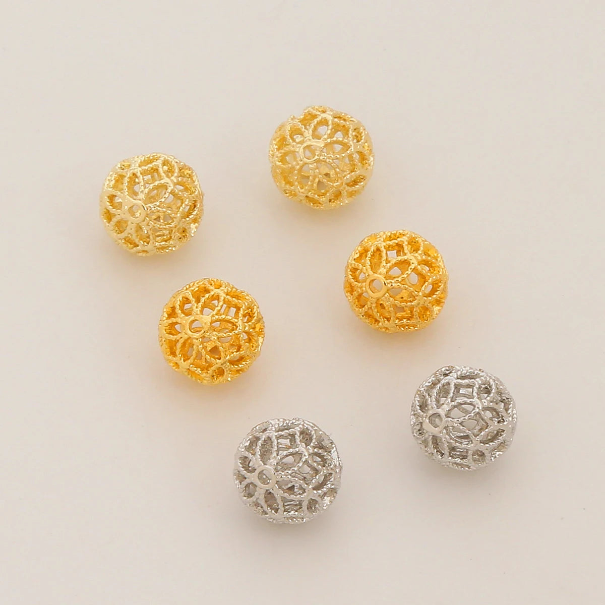 20PCS/Bag 18K/14K Gold Plated Hollow Brass Beads for Jewelry Making-MR.GUAN Brand 18k Gold Plated Round Loose Beads
