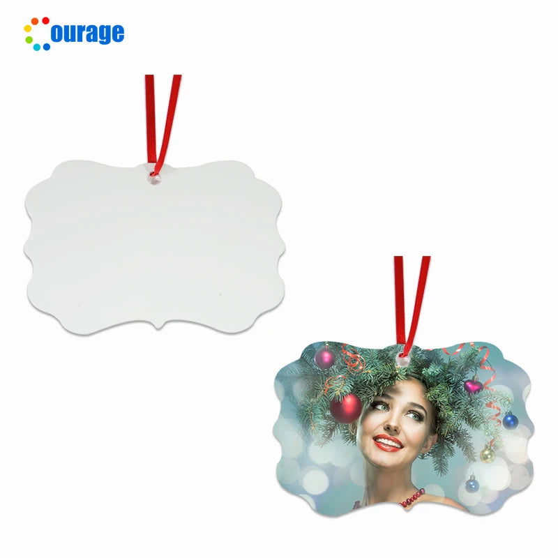 Double Sides 1mm White Aluminum Sublimation Christmas Ornaments Blank Aluminum Hanging Plate