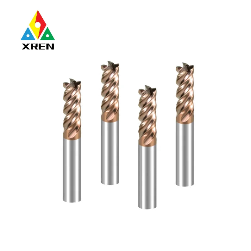 HRC62 4 Flute Balzers Coated Tungsten Carbide CNC Milling Cutter End Mill for Mould Steel Parts High Hardness ODM OEM XREN Brand