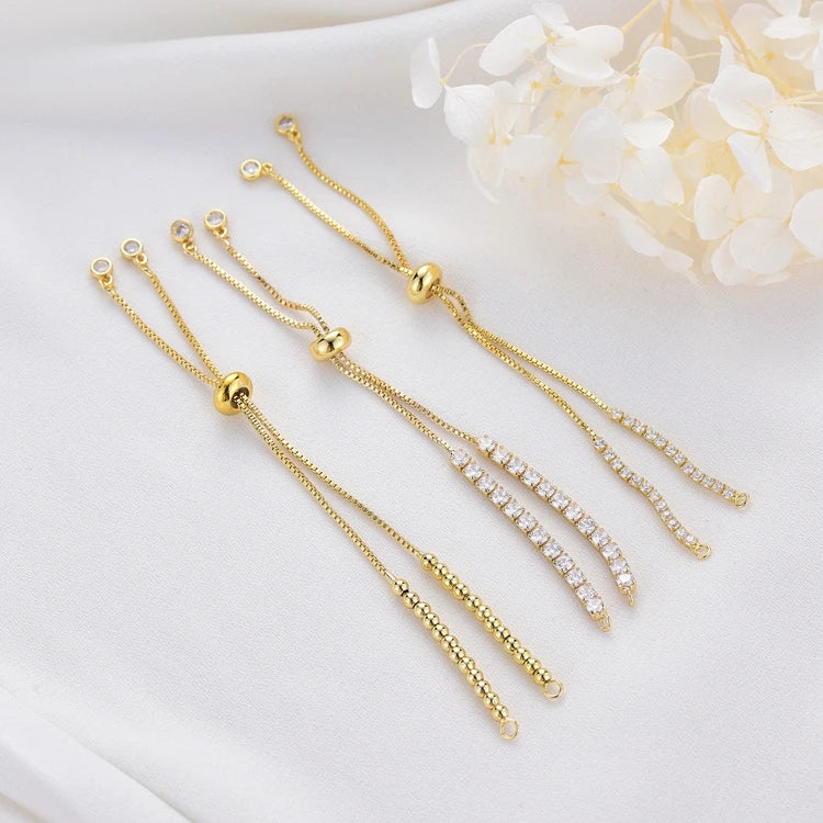 Factory Wholesale 14K Gold Plated Zircon Style Bead Style Extension Chain for Bracelet Jewelry Making Accessories