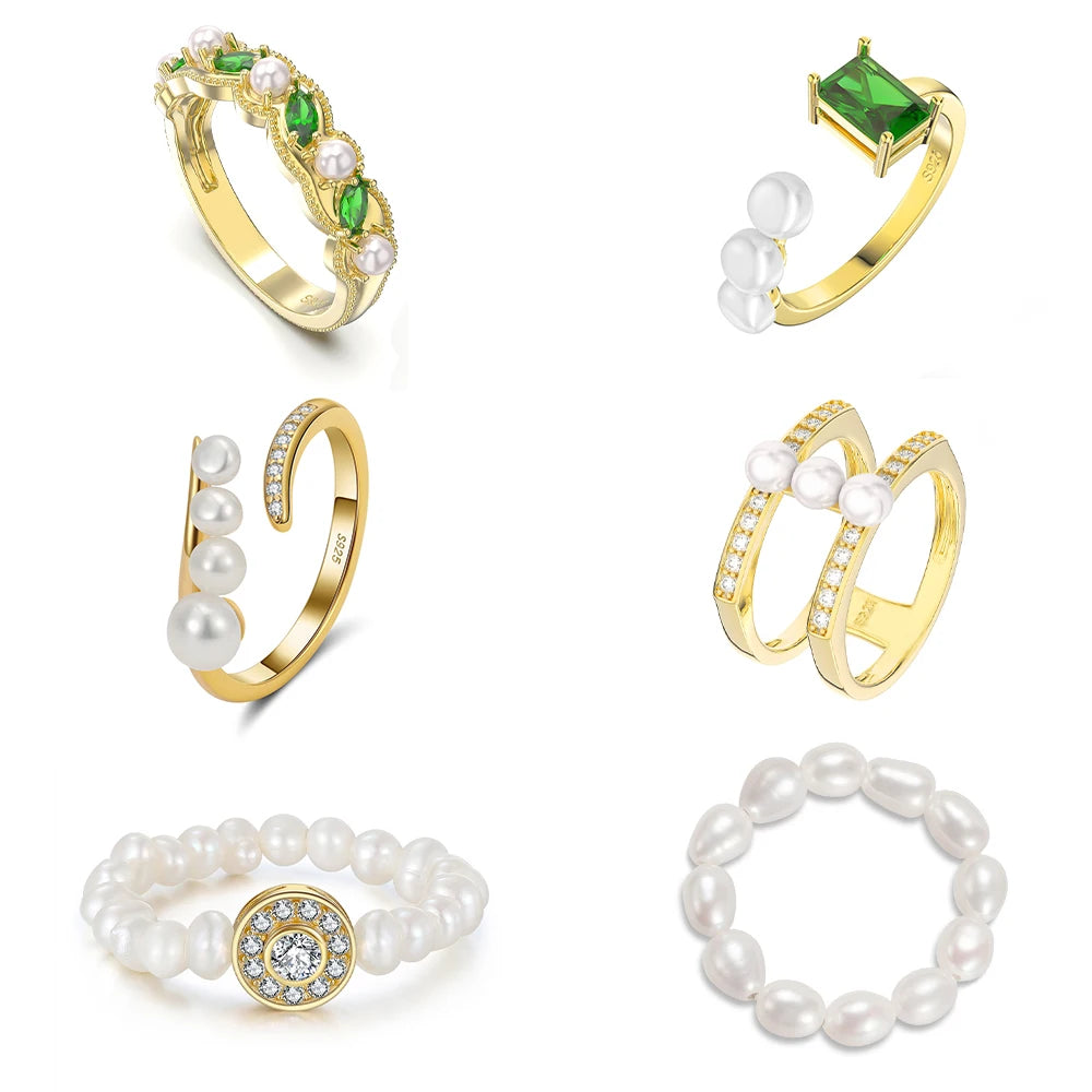18k Gold Plated 2 Mircons Baguett Zircon Diamond Pearl Ring Custom Jewelry Gold Vermeil Silver Women Fine Men Gift Jewelry