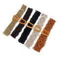 Bohemian Style Women's Dress Decorative Rope Woven Belt Black With Trapezium Plastic Buckle