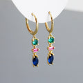 925 Sterling Silver Earrings rainbow Colorful Hoop Earrings Women Gold Plated Silver Jewelry Women