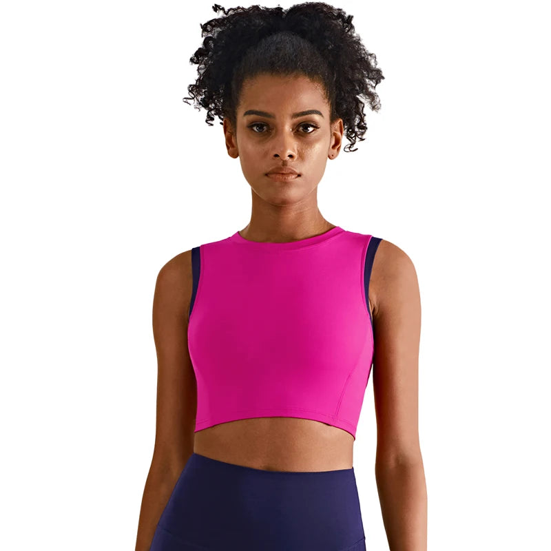FLW Women's Gym Crop Wholesale Yoga Vest Tank Top Breathable Knitted Patchwork Workout Fitness Yoga Crop