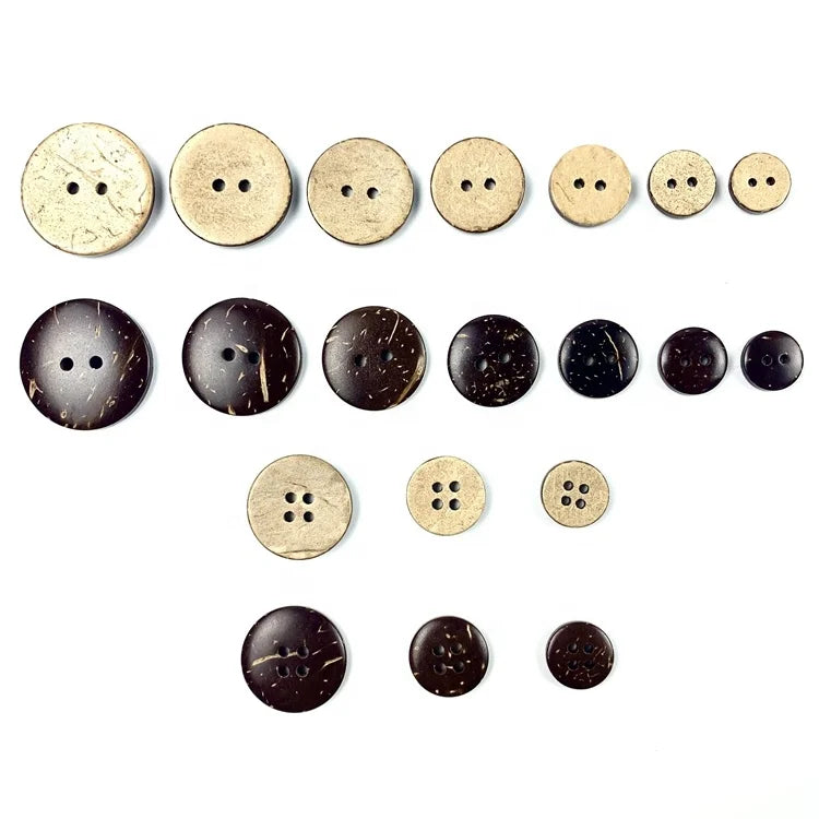 Wholesale Customizable Coconut Shell 2-Hole Flatback Shirt Buttons Nature Inspired Polished Sustainable Techniques 1000 Pieces