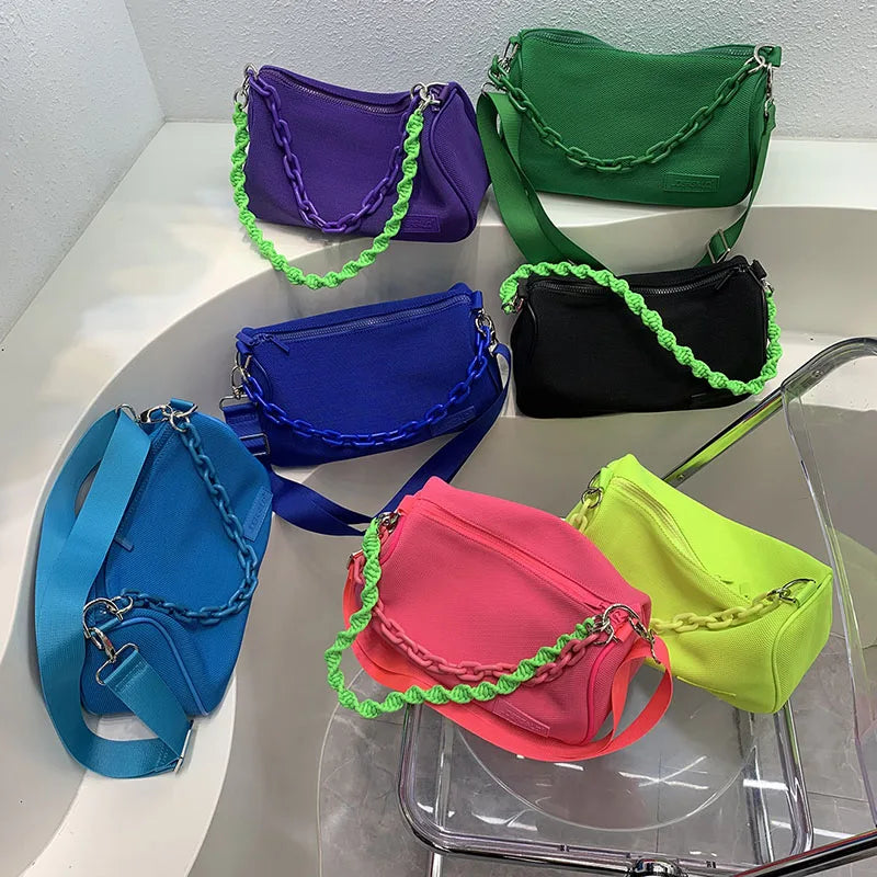 2022 Fashion Candy Color Underarm Bag Ladies Shoulder Crossbody Hand Bags Women Chain Girl Purse and Handbags