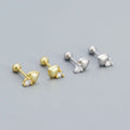 White Cubic Zirconia Jewelry 18K Gold Fine 925 Sterling Silver Heart Screw Back Mini Stud Earrings