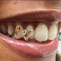 Gold Plated Hip Hop Grills Diamonds Love Symbol Hollow Teeth Caps Set for Men and Women