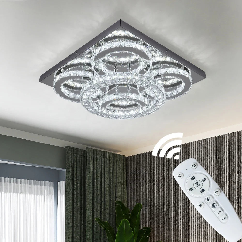 51W Square Ceiling Lamp Apartment Living Room Bedroom  Ceiling Lights With Remote Control